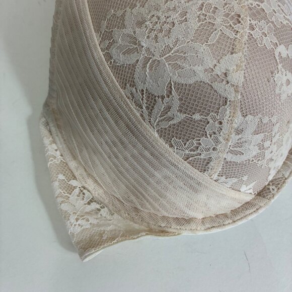 Victoria’s Secret Dream Angels Push-up Bra Beige Ivory Lace Sz 34DD - Picture 4 of 8